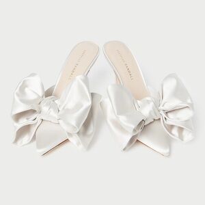 Loeffler Randall Margot Cream Satin Bow Mule